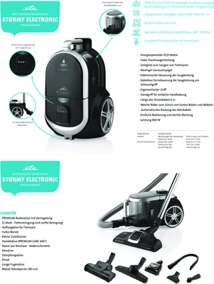 Obrázok produktu pre Eta Stormy 4517 90000, 800 W, Cylindrový vysávač, Mokrý, Bezvreckové, 2,2 L, HEPA