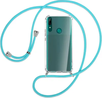 Produktbild von Handykette Backcover-Schutzhülle mit Band (Metall silberfarben) für Huawei P Smart Z - türkis