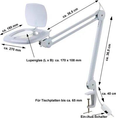 Produktbild von LED Lupenleuchte 3D mit Tischklemme 80 LEDŽs ZD-142A