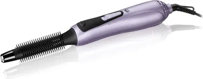 A product shot of a hair styling tool on a white background with reflections.