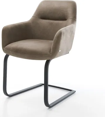 Produktbild von DELIFE Freischwinger Pejo-Flex Mikrofaser Taupe Vintage Freischwinger flach Schwarz Taschenfederkern