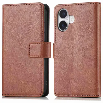 Imagen del producto de Funda Tipo Libro de Lujo para Apple iPhone 16 - Marrón