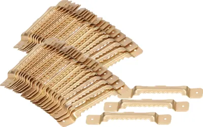 Produktbild von KOTARBAU® Sada 100 vroubkovaných závěsů 65x8 mm pro zavěšení obrazových rámů s mosaznou povrchovou úpravou
