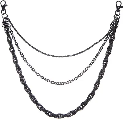 Productafbeelding van Broekketting - Heupketting - Accessoire - Drielaags ontwerp - 15.8 cm - Zwart
