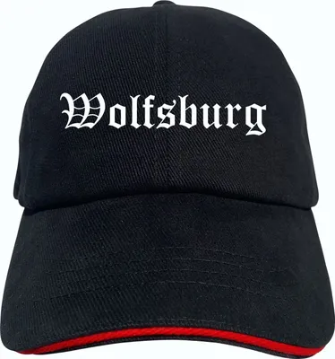 Produktbild von Wolfsburg Cappy - Altdeutsch bedruckt - Schirmmütze - Schwarz-Rotes Cap OneSize-SchwarzRot