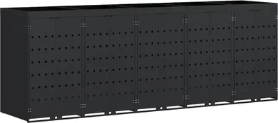 Immagine prodotto di vidaXL Carrello portarifiuti per 5 contenitori nero 340 x 77,5 x 121,5 cm