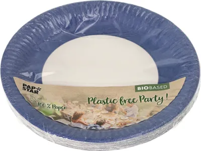 Produktbild von 20 Papstar Teller, Pappe rund Ø 23 cm dunkelblau 88571 Pappteller Einwegteller Partyteller