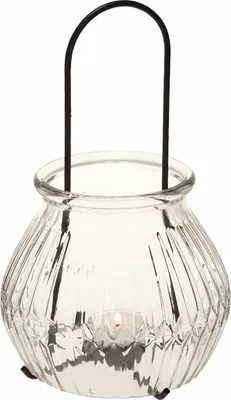 Produktbild von Windlicht Teelichthalter Glas Schwarz Hängewindlicht Ø14,5cm