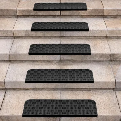 Antislip-Trapmatten Gummi 65x25 cm 5 Stück für Außentreppen