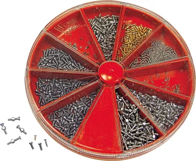 Produktbild von SELVA Kleinstschrauben-Sortiment in Fächerdose, ca. 1.000 Stk., Schlitzschrauben