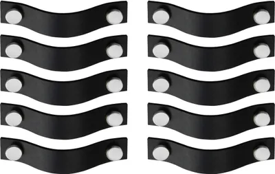 Produktbild von Natural Goods Berlin Möbelgriff RIEMEN, Möbelknopf, Schrankgriff, Knauf für Schublade und Tür, Schwarz, Edelstahl-Optik, 10 Stück