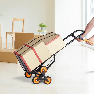 Immagine prodotto di Scala pieghevole - Carrello a mano - Carrello di trasporto - Carrello per scale - Carrello a sei ruote - Modello nero