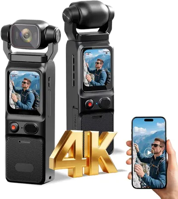 Produktbild von 4K-Vlogging-Kamera Mini-Actionkamera 180° drehbare Taschen-Bodycam mit Audio- und Video-Handheld-POV-Kameras mit Stabilisierung