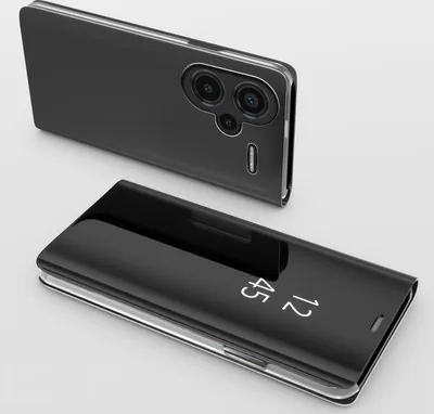 Produktbild von Handy Hülle für Xiaomi Redmi Note 13 Pro+ 5G Clear View Hülle Klapp Flip Hülle Bumper Cover Spiegel Mirror, Farbe: Schwarz