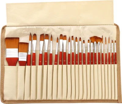 Obrázok produktu pre 24ks Akryl Štetec Set Nylon Hair Umelec Štetce Profesionálne štetce s plátennou taškou pre Akvarel Olej Gouache Nail Telo Kreslenie Umelec Kreslenie Súpravy Umelecké remeslá Dodávky