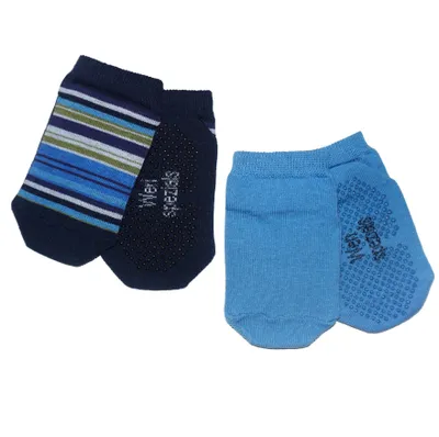 Produktbild von Kinder ABS-Socken 2-er Pack aus Baumwolle Ringel und Uni Marine Größe 18-19