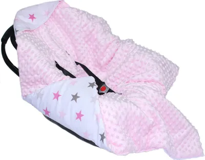 Produktbild von Baby Wende Einschlagdecke MINKY mit Kapuze 90x90 cm Babyschale Decke Zweiseitig 11. EI11