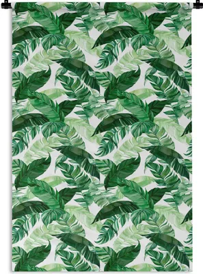 Produktbild von MuchoWow® Wandteppich Wandbehang Blumen - Grün - Blätter 90x135 cm Tapisserie Dekoration Wandtuch - Baumwolle - Wandskulptur
