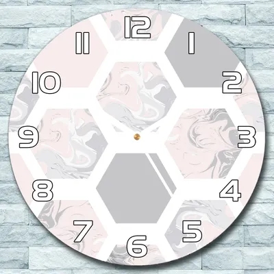 Produktbild von Wanduhr aus Glas Rund fi 30 Geometrisches Waben Quarz Deko Wohnzimmer Büro