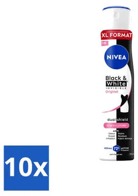Produktbild von 10 x NIVEA Deospray Invisible Black & White Original - 250 ml - Vorteilspackung - 10 Stücke
