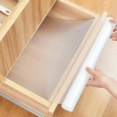 Produktbild von Ladeneinlage, Antirutschmatte, EVA, nicht klebend, transparent, wasserdicht, zuschneidbar, Schrankpapier für Küchenschränke, Regale, Schubladeneinlage, Kühlschrankregale (30 x 400 cm)