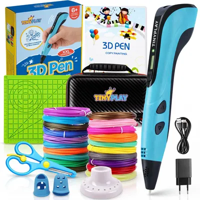 Productafbeelding van TinyPlay 3D Pen Starterspakket XXL - 100m Vullingen PLA Filament 1.75 mm - blauw, AI-gegenereerde afbeelding