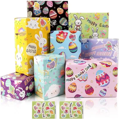 Produktbild von Oster-Geschenkpapier Kaninchen Eier Ostern Aufkleber 8 Blatt 50x70cm