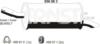 Produktbild von ERNST 056083 Endschalldämpfer für OPEL ZAFIRA B (A05) Auspuff