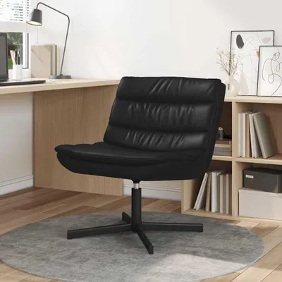 Produktbild von Schwarzer moderner Drehsessel, 63 x 75 x 76 cm, aus PolyurethanKunstleder mit 360-Grad-Schwenkfunktion, Metallrahmen und Schaumstoffpolsterung