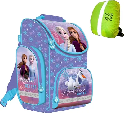 Produktbild von Kinderrucksack Rucksack Schulrucksack Ranzen Tornister Frozen Eiskönigin Motiv ab 1. Klasse Grundschule inkl Regenschutz