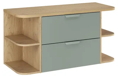 Zdjęcie produktu dla Zestaw Łazienkowy 100 Cm Z Blatem Szafka 2 Szuflady Regały Otwarte