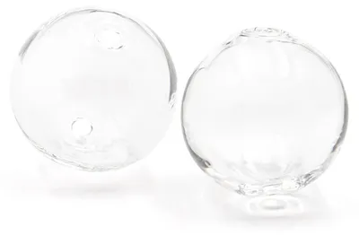 Produktbild von Vintageparts Hohlperlen Glas durchsichtig 20 mm 2 Stück