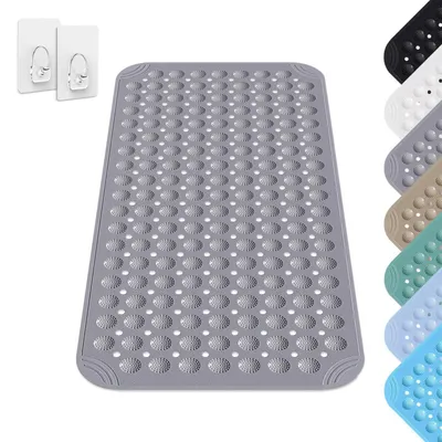 Image de Tapis de douche antidérapant, 40 x 80 cm, PVC gris, avec ventouses