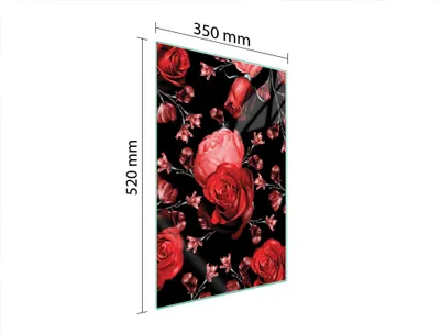 Produktbild von Herdabdeckplatte 35x52 Glaskeramikkochfeld Abdeckung Spritzschutz Glasplatte Deko Schneidebrett Rosen Rot