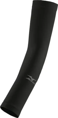 A black Mizuno arm sleeve shown diagonally against a white background.