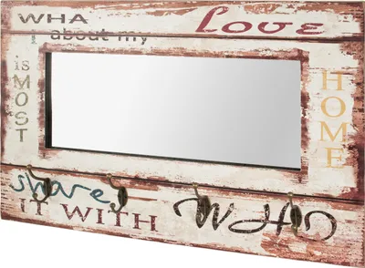 Produktbild von HAKU Wandgarderobe Wandspiegel Motiv, vintage - MDF, Metall, Spiegel, B/H/T: 80x52x10 cm