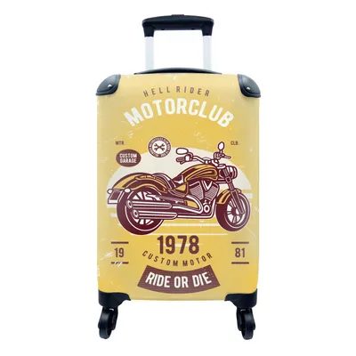 Produktbild von MuchoWow® Koffer Handgepäck Trolley Rollkoffer Kleine Reisekoffer mit 4 Rollen - Motorrad - Vintage - Zeichnung - Zitat - Cabin Size < 55x40x23 cm & 55x40x20 cm - Fotokoffer - Kabinenkoffer - Boardgepäck - Reise-Box - Reisekoffer - Reisegepäck - Koffer mit Bild - Trolley für Kinder