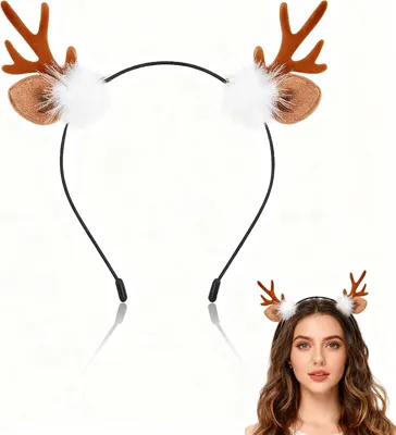 Imagen del producto de Diadema con cuernos de ciervo, flexible, talla única, ideal para carnaval