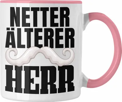Produktbild von Trendation - Netter Älterer Herr Tasse Geschenk für Opa Rentner Alten Mann Gag Joke Spaß Geschenk (Rosa)