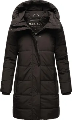 Produktbild von Marikoo Damen Wintermantel lang Steppjacke Parka gefüttert Kapuze Karumikoo Schwarz Gr. 42 - XL