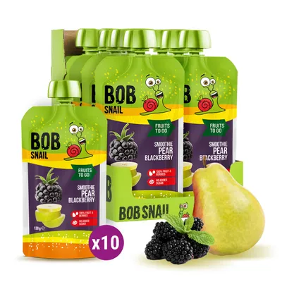 Produktbild von Bob Snail Quetschie Frucht Smoothie Birne Brombeere 10x120g