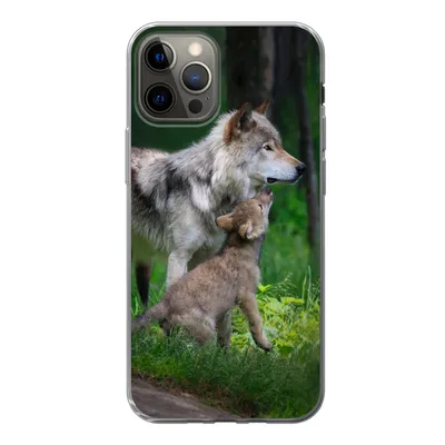 Produktbild von MuchoWow® Handyhülle Schutzhülle Hülle für iPhone 13 Pro Wolf - Baby - Wald Silikon Softcase Handy Hülle - Handy-Tasche