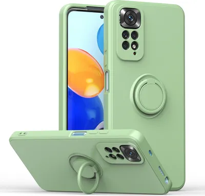 Produktbild von Redmi Note 11 Pro Handyhülle, Ring Halter Ständer Kratzfeste Weiche Silikon schutzhülle für Xiaomi Redmi Note 11 Pro 5G/4G Türkis