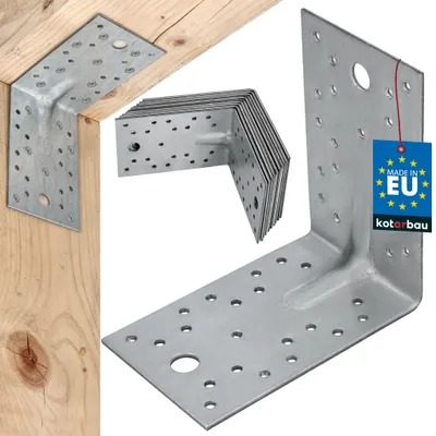 Obrázok produktu pre KOTARBAU® Sada 12 ks uhlových spojok, regálové úhelníky 125x125x80 mm, úhelníky pre ťažké zaťaženie, oporné úhelníky, vystužené kovové úhelníky, stavebné spojky, pozinkovaná oceľ