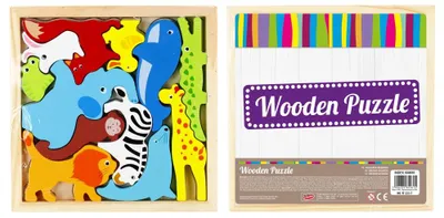 Immagine prodotto di Puzzle in legno "Animali" - 12 pezzi
