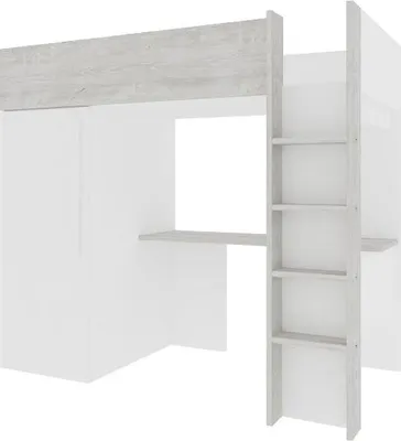 Image de Lit mezzanine Bo9 90x200 cm avec bureau & armoire - blanc