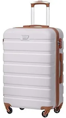 Produktbild von Hartschalenkoffer Handgepäck Weiß/Braun mit TSA-Schloss und 4 Rollen 56x39x23cm
