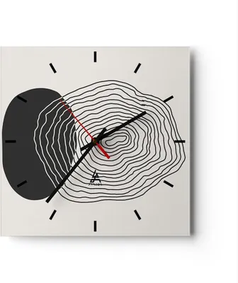 Produktbild von Wanduhr - Quadrat - Glasuhr - Abstraktion Fleck Gläser - 30x30cm - Schleichendes Uhrwerk - Lautlos - zum Aufhängen bereit - Dekoration Modern - Wanddekoration aus Glas - C3AC30x30-4325