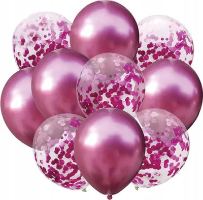 Produktbild von Set mit chromrosa Konfetti-Luftballons 12 Zoll, 10 Stück.