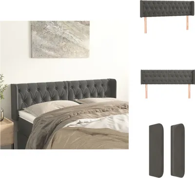 Produktbild von vidaXL Kopfteil mit Ohren Dunkelgrau 163x16x78/88 cm Samt -  Kopf- & Fußenden